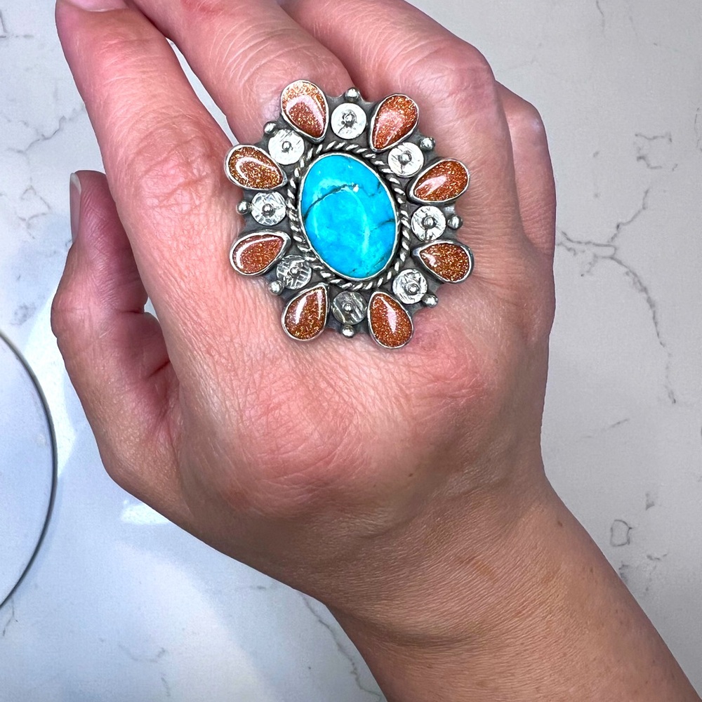 Size 10 Memento Metal flower ring